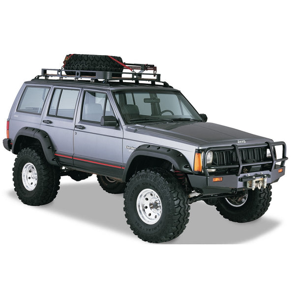 Street Dirt Track-1984-2001 Jeep Cherokee XJ Cut-Out Style Fender Flare 4 Doors- Front/Rear Kit-fenderflare-Bushwacker-Matte Black-B/W10911-07