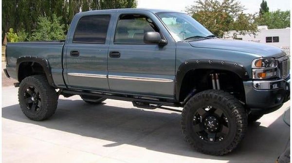 Street Dirt Track-1999-2007 GMC Sierra 2500 3500 Pocket Style Fender Flare - Front/Rear Kit-fenderflare-Bushwacker-Matte Black-W40917-02