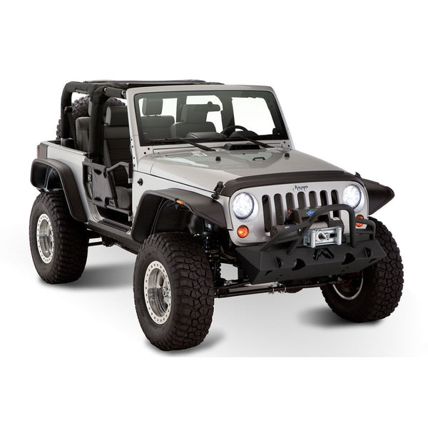 Street Dirt Track-2007-2016 Jeep Wrangler JK Flat Style Fender Flare - Front/Rear Kit-fenderflare-Bushwacker-Matte Black-S/B/W10919-07