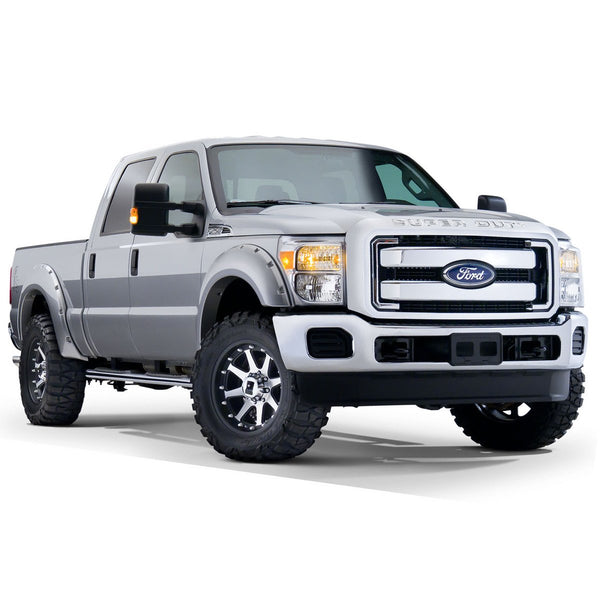Street Dirt Track-2011-2016 Ford F250 F350 Pocket Style Fender Flare - Front/Rear Kit-fenderflare-Bushwacker-Matte Black-B/W20931-02