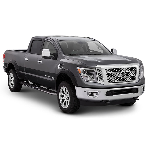 Street Dirt Track-2016 Nissan Titan XD Pocket Style Fender Flare - Front/Rear Kit-fenderflare-Bushwacker-Matte Black-B/W70909-02