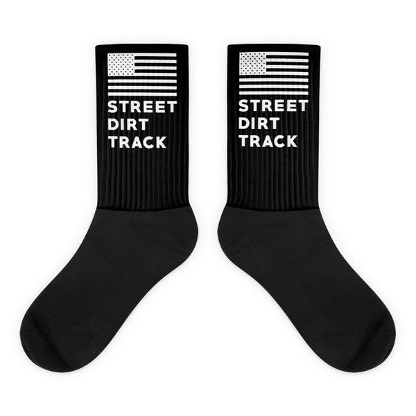 Street Dirt Track-Free Gift - SDT Black Foot Sublimated Socks - Flag-Socks-SDT Liftstyle-L (8-12)-SDT-GIFTSOCK-0001