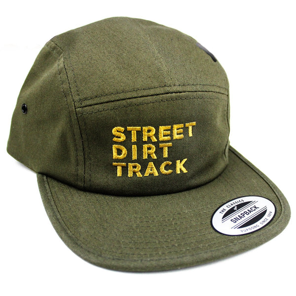 Street Dirt Track-SDT 5 Panel Embroidered Snapback-Hat-SDT Apparel-Olive-SDT-HAT-0002