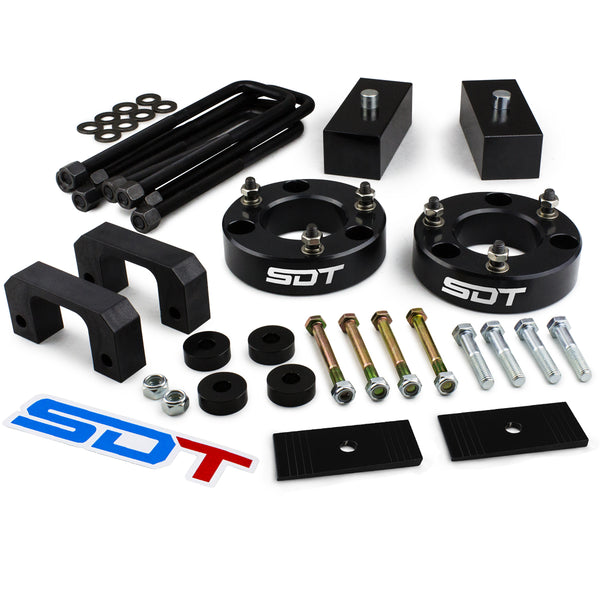 Street Dirt Track-2007-2018 Chevy Silverado 1500 4WD Full Lift Leveling Kit with Differential Drop + Shims-Lift Kit-Street Dirt Track-3.5" Front + 1" Rear-Black-SDT-LLK-1618