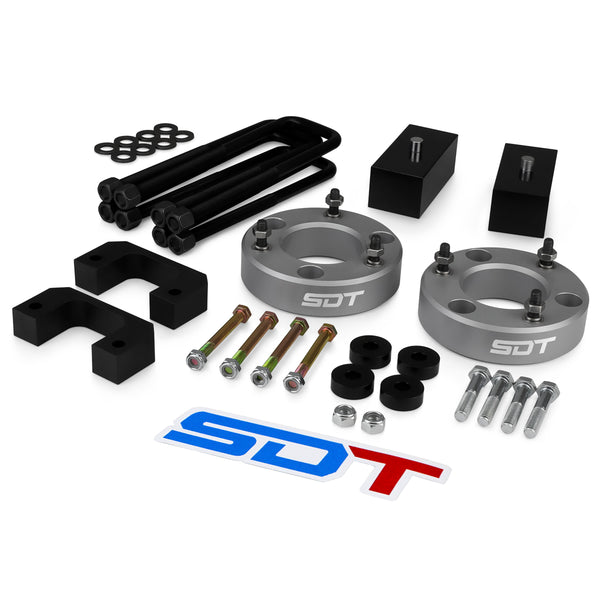 Street Dirt Track-2007-2018 Chevy Silverado 1500 4WD Full Lift Leveling Kit with Differential Drop-Lift Kit-Street Dirt Track-3.5" Front + 1" Rear-Silver-