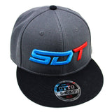 Street Dirt Track-SDT Puff Embroidered Logo on Wool Blended Snapback-Hat-SDT Apparel-Charcoal Gray/Black-SDT-HAT-0003